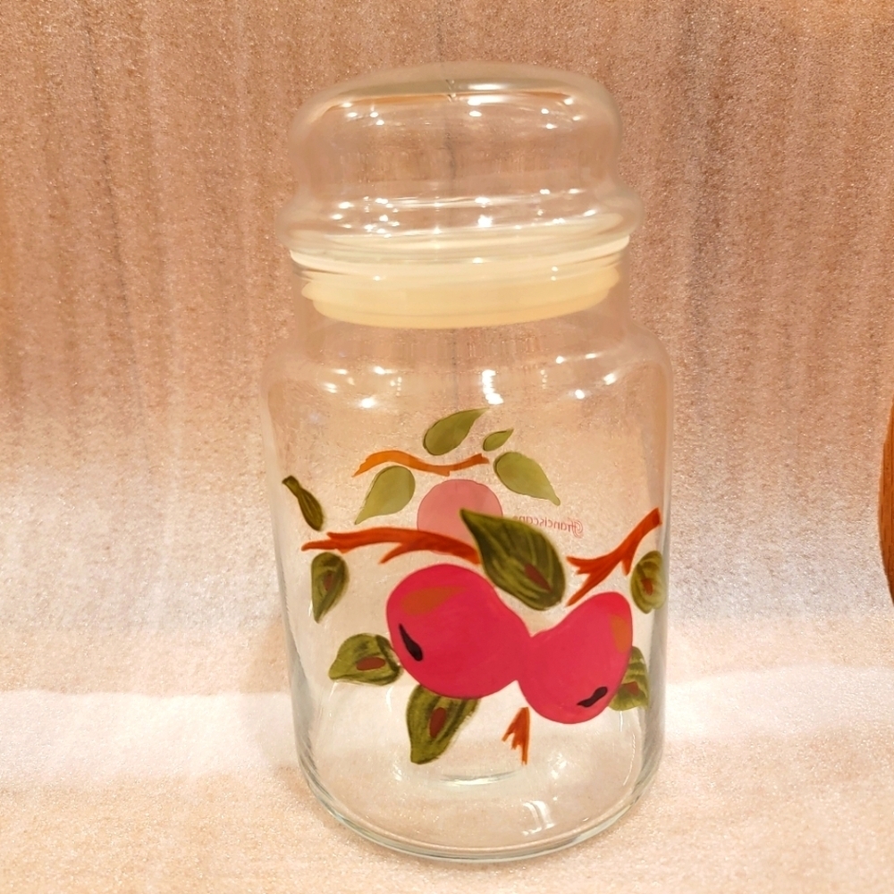 Vintage Franciscan Glassware Storage Jar and Lid Apple (England Backstamp)